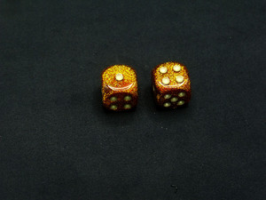 16mm d6 Glitter Gold Dice with Silver pips