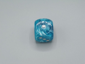 One 30mm Cirrus Aqua die with silver pips.
