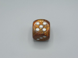 One 30mm Glitter Gold die with White Pips.