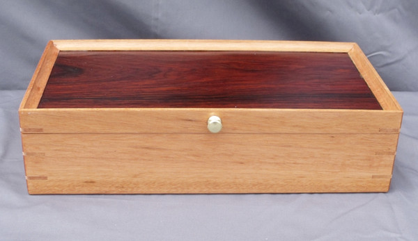 The front of the box showing the brass knob.