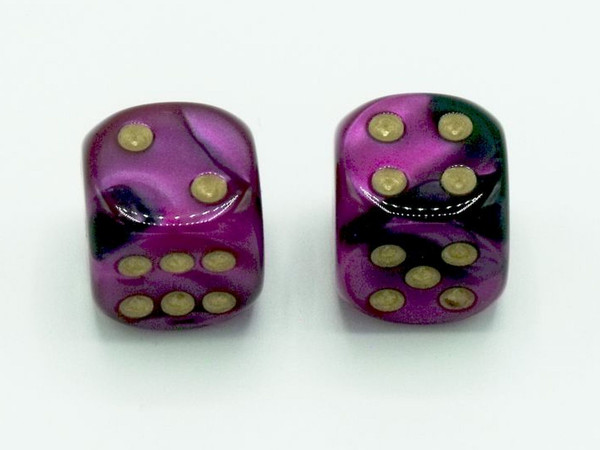 16mm d6 Gemini Black-Purple Dice