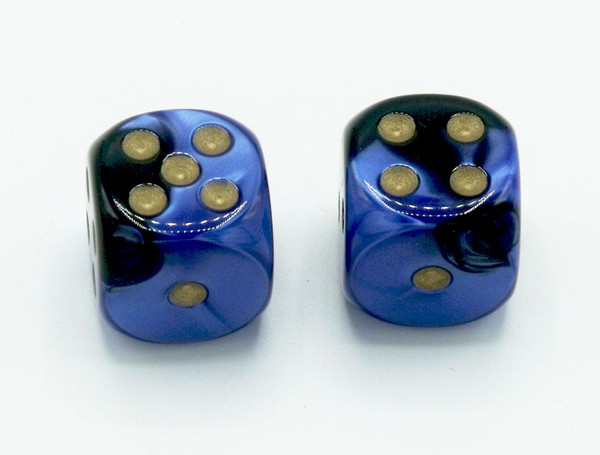 16mm d6 Gemini Black-Blue dice