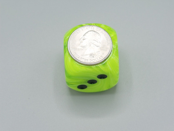 30mm Dice Vortex Bright Green with Black Pips