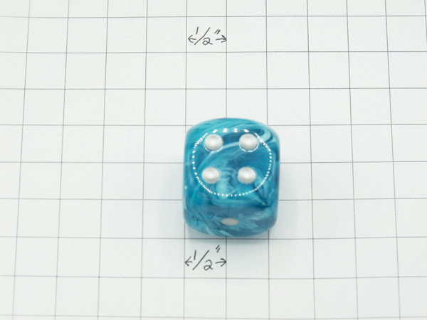 30mm Dice Cirrus Aqua with Silver Pips