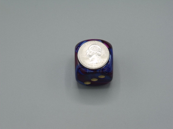 30mm Dice Gemini Blue-Purple with Gold Pips