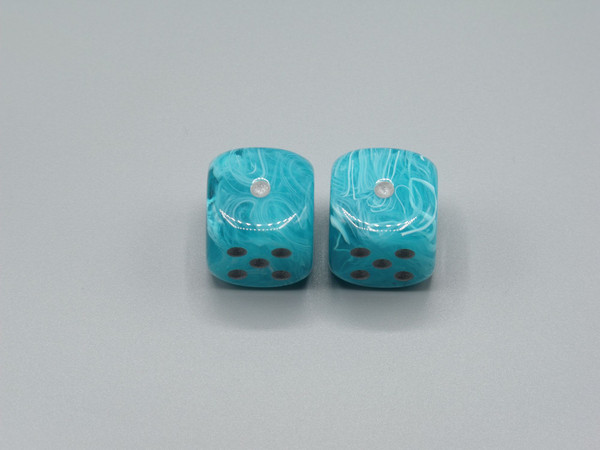 20mm Dice Cirrus Aqua with Silver pips d6 - pair of 2