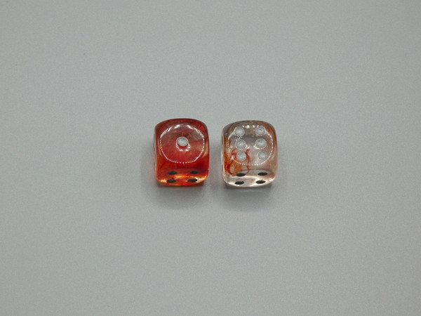 16mm d6 Nebula Red Dice with Silver pips Luminary - pair of 2