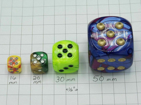 30mm Dice Nebula Nocturnal with Blue Pips Luminary