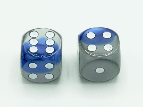 16mm d6 Gemini Blue-Steel dice