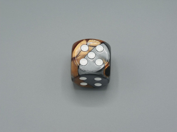 30mm Dice Gemini Copper-Steel with White Pips