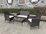 Calabria 4 Piece Rattan Garden Furniture Lounge Set (Brown) - XS-RTS011A-BROWN - Jester Wholesale Ireland UK