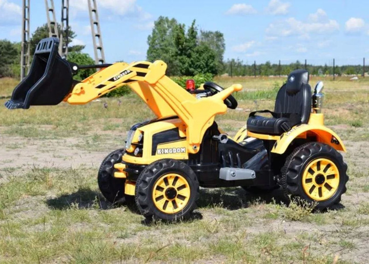 KINGDOM- 12v Electric Tractor with Loader - Yellow - JS328A-YELLOW - Funstuff Ireland UK
