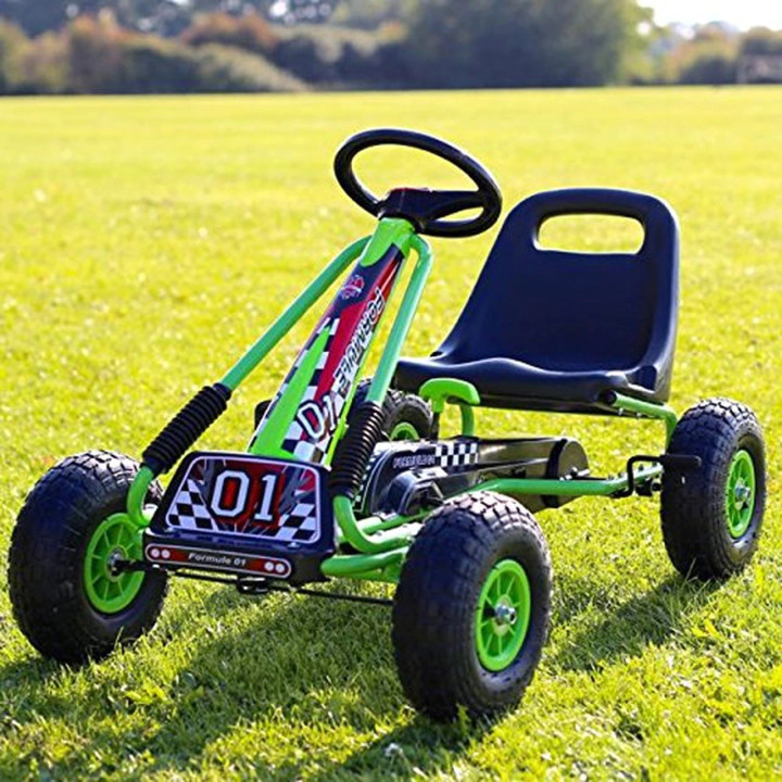 Zoom Rubber Wheel Go Kart (Green Black) - A15-GREEN - Funstuff Ireland UK