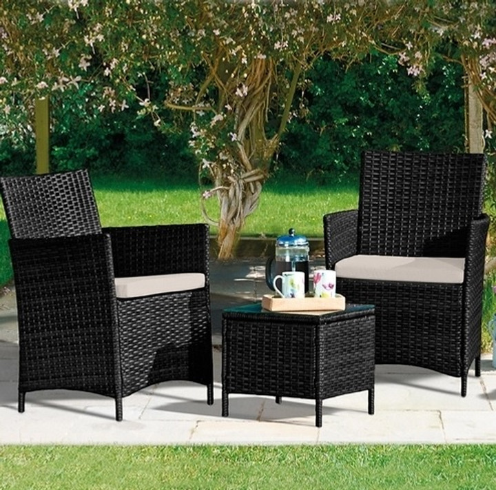 Siena 3 Piece Rattan Bistro Set (Black) - XS-RTS023-BLACK - Jester Wholesale Ireland UK