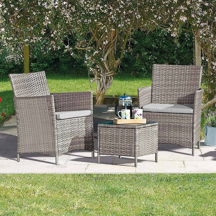 Siena 3 Piece Rattan Bistro Set (Grey) - XS-RTS023-GREY - Jester Wholesale Ireland UK