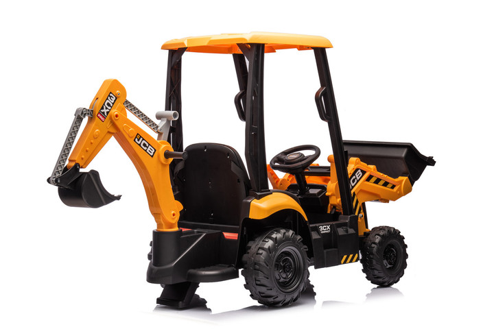 JCB Yellow 12V Electric Ride On Tractor with Loader and Backhoe