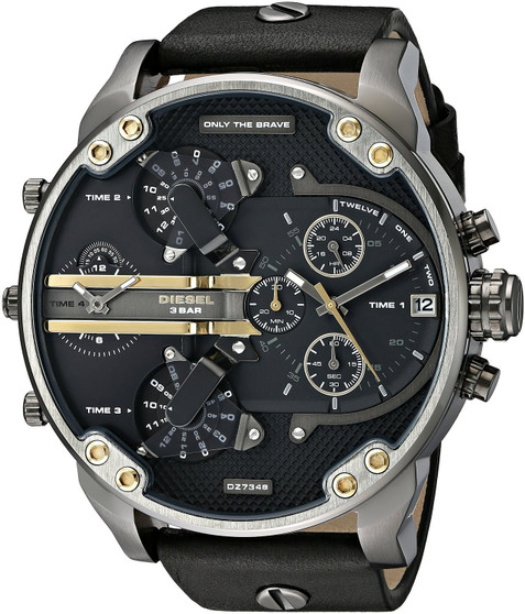 Diesel DZ7348 Herren Armbanduhr Mr Daddy 2.0 Leder Herrenuhr Schwarz