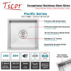 16" Ticor S3430 Pacific Series 16-Gauge Stainless Steel Undermount Single Basin Zero Radius Kitchen and Bar Sink