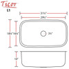 31.5" Ticor L1 Foster Series 18-Gauge Stainless Steel Undermount Single Basin Kitchen Sink