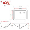 20.25" Ticor B2 Belfast Series Ceramic Undermount Rectangular Vanity Sink 20.25" Ticor B2 Belfast Series Ceramic Undermount Rectangular Vanity Sink