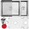 31.25" Ticor S6512 Pacific Series 16-Gauge Stainless Steel Undermount 70/30 Ratio Double Basin Kitchen Sink