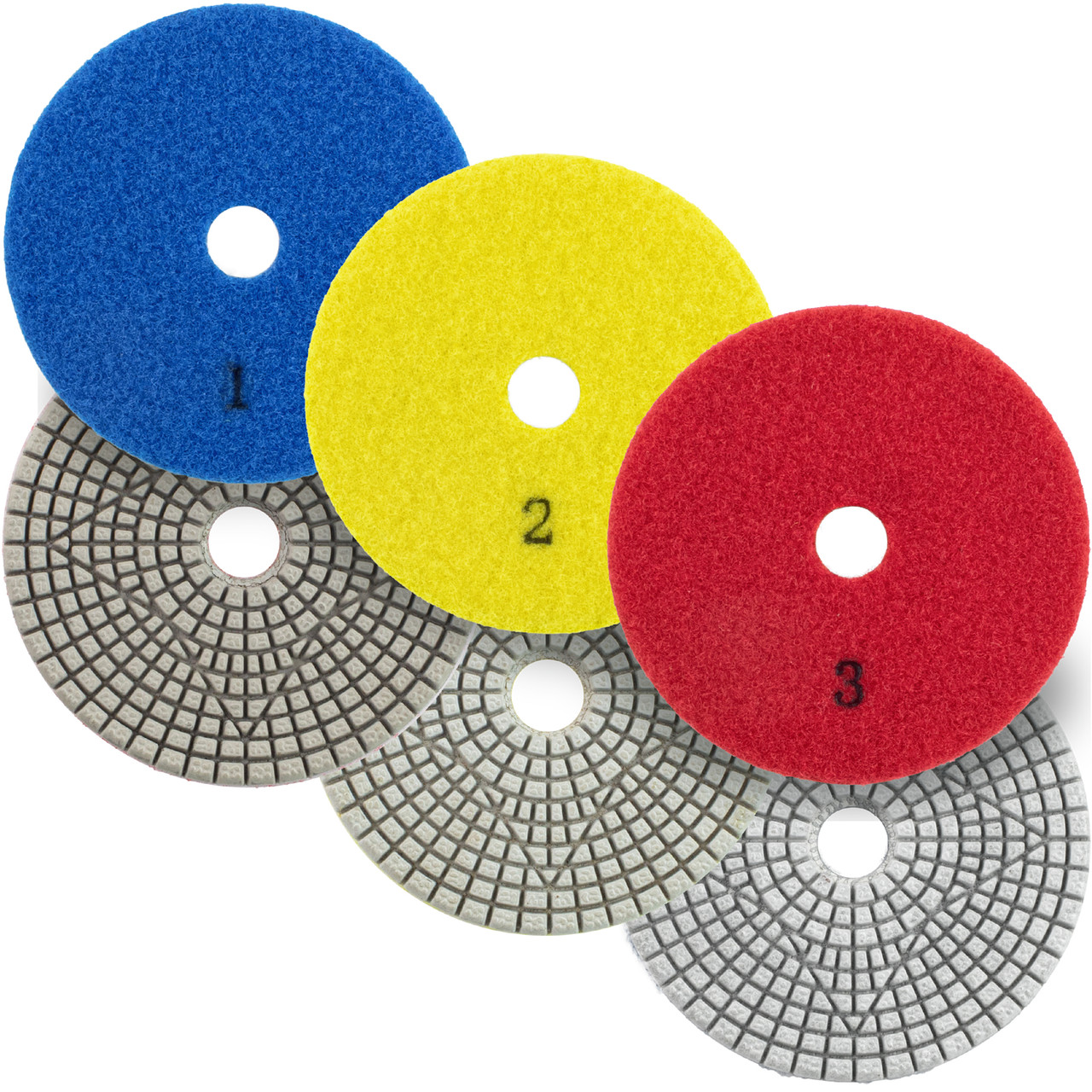 4 Cyclone Engineered Stone White Resin Polishing Pads