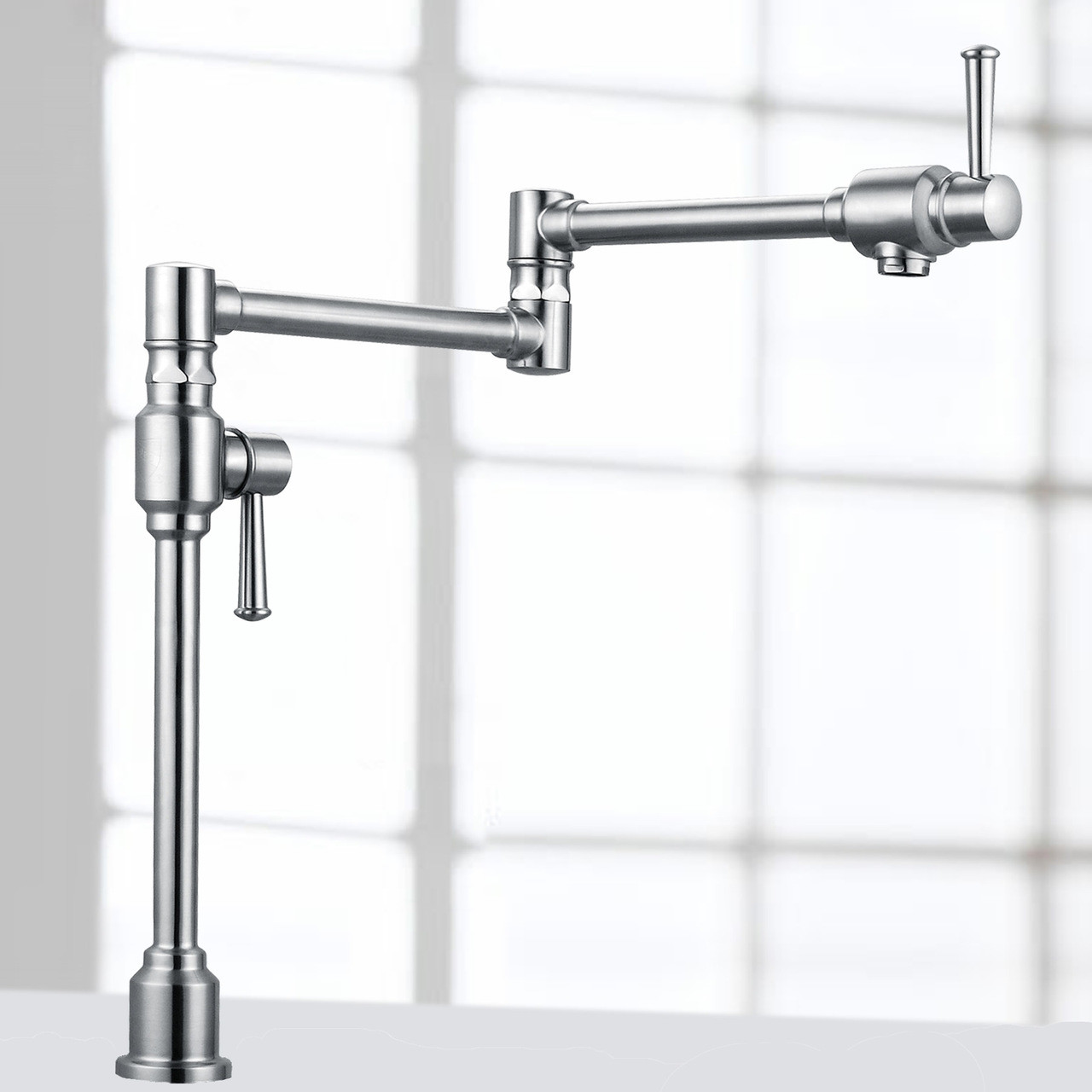 Geyser GF48S Stainless Steel Deck Mount Pot Filler Kitchen Faucet with