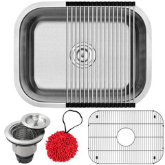 23" Ticor S505 Haven Series 16-Gauge Stainless Steel Undermount Single Basin Kitchen/Laundry Sink