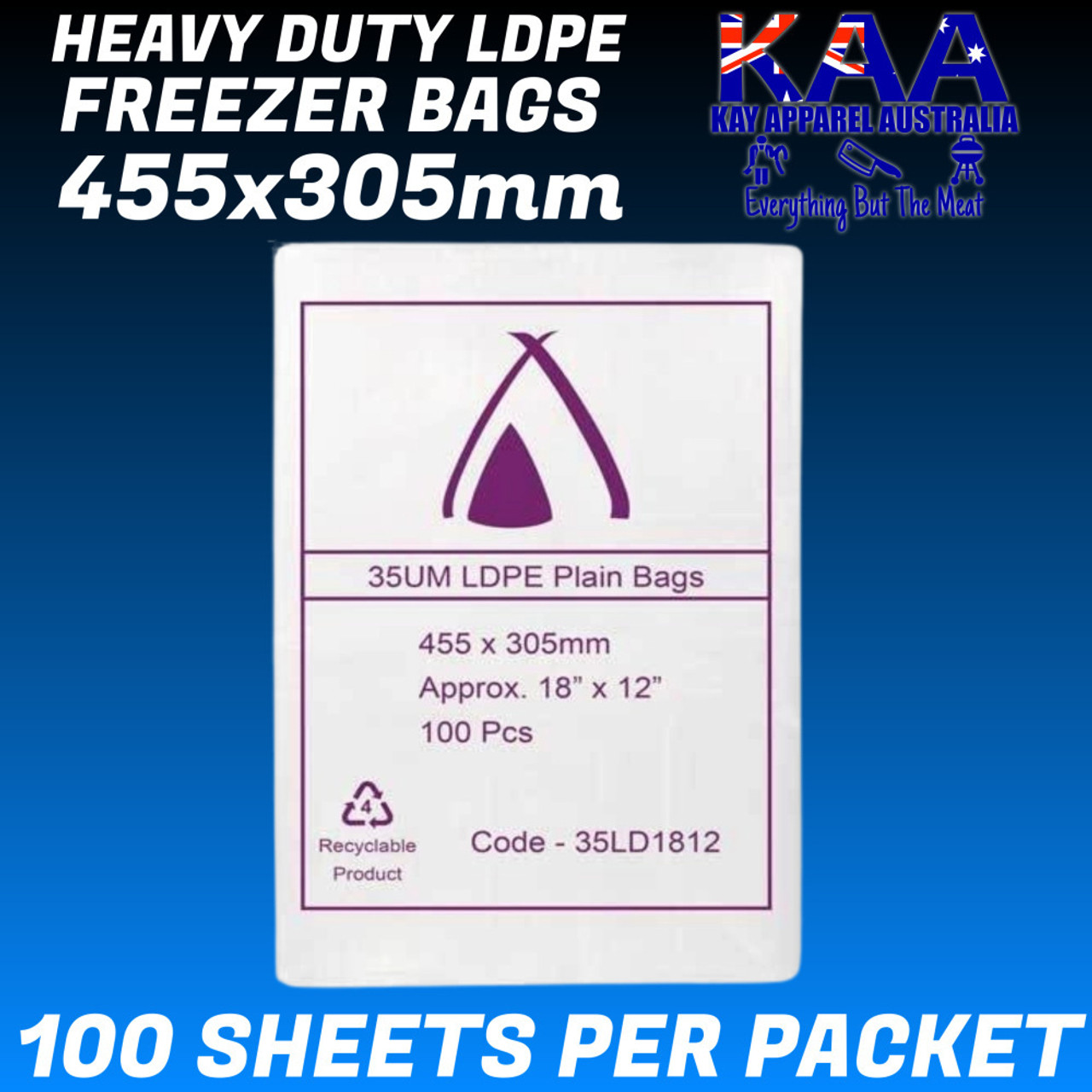 Heavy Duty LDPE Plain Freezer Produce Bags 455x305mm pack of 100 Kay
