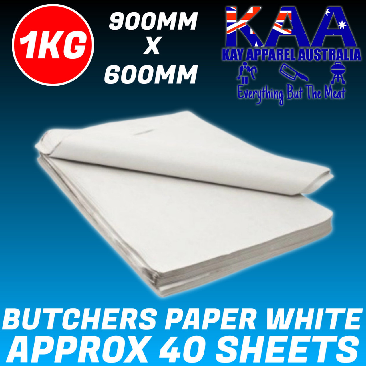 Butchers Paper 1KG 900x600mm White - Kay Apparel Aprons And Home Butchers  Supplies