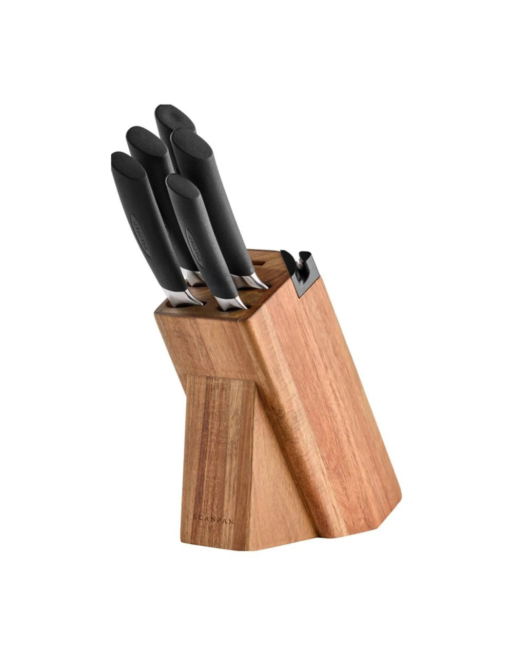 Scanpan Sax 6 Piece Acacia Knife Block Set With Sharpener - Kay Apparel  Aprons And Home Butchers Supplies