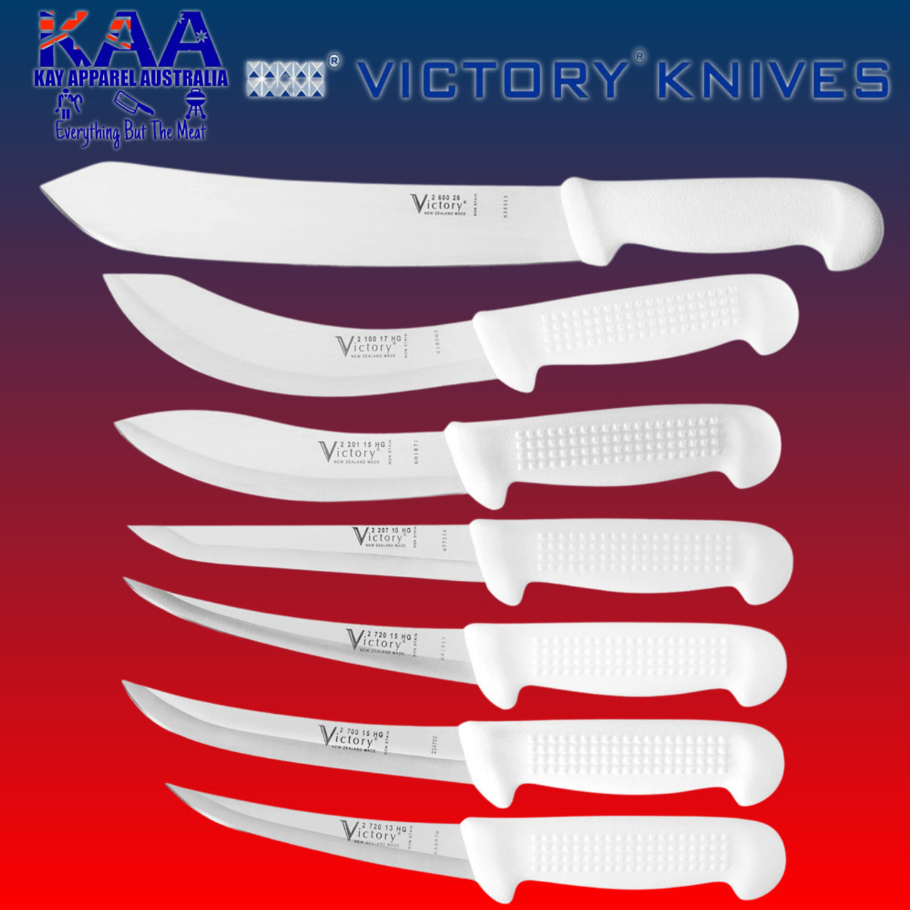 Victory Butchers Knife Set, Skinning, Boning, Slicing knife Set of 7 - Kay  Apparel Aprons And Home Butchers Supplies