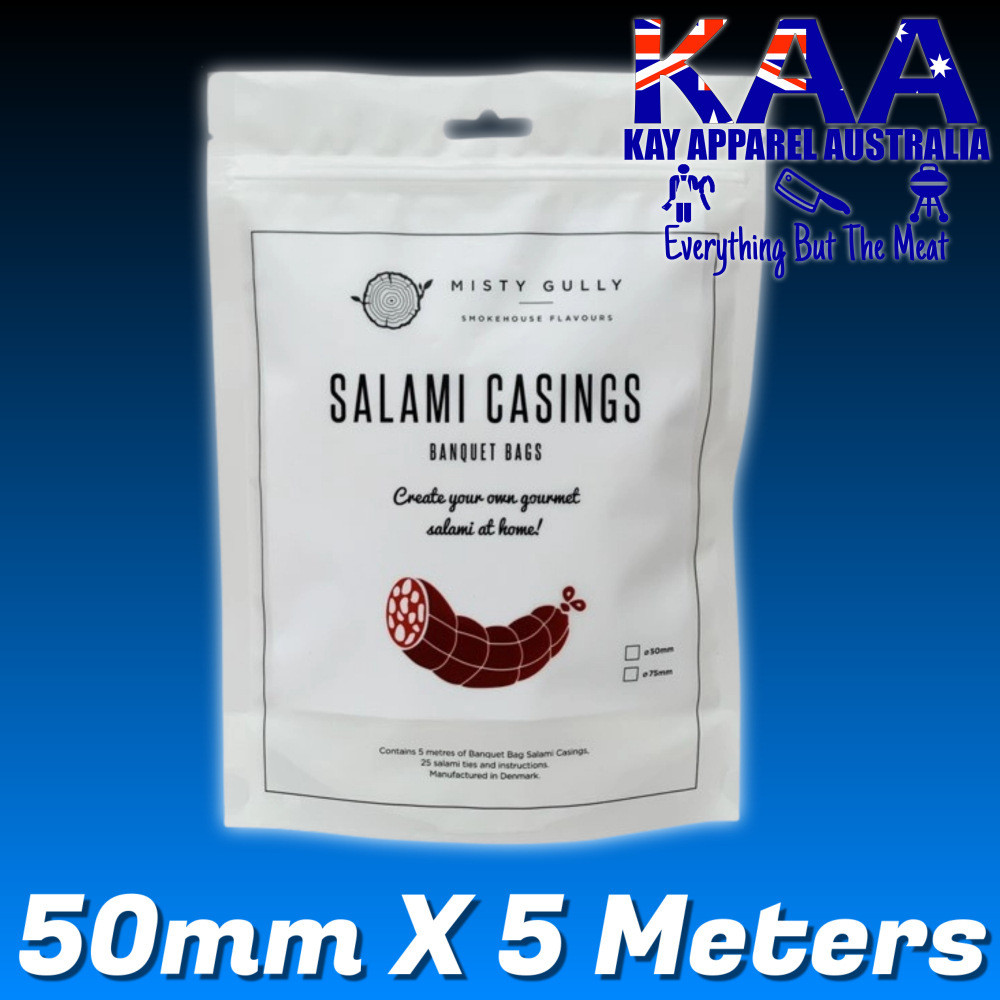 Banquet Bags Salami Casings 50mm x 5 Meters Kay Apparel Aprons And