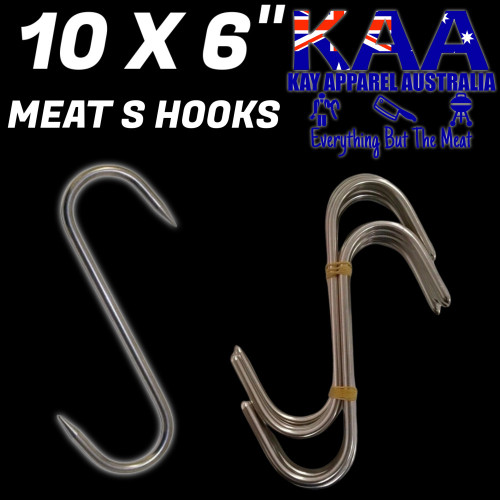 S Hook 10 X 6 inch Stainless steel, Meat Hook, Point Both Ends