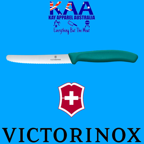 Victorinox Round Tip Wavey Edge Steak Knife GREEN 11cm, 6.7834.C1