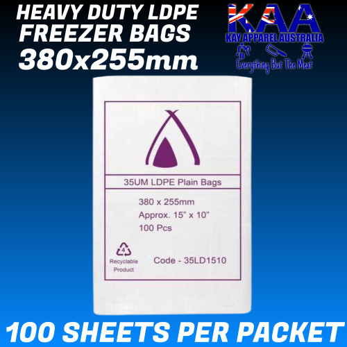 Heavy Duty LDPE Plain Freezer Produce Bags 380x255mm pack of 100