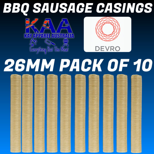 Devro 26mm collagen sausage casings pack of 10