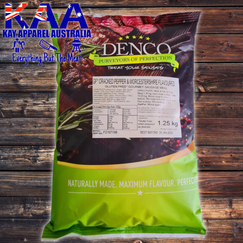 Denco Cracked Pepper & Worcestershire Gourmet Sausage Meal, Premix, Seasoning 1.25kg Bag