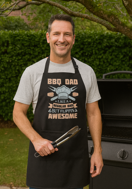 BBQ Apron With Pocket " BBQ DAD" printed