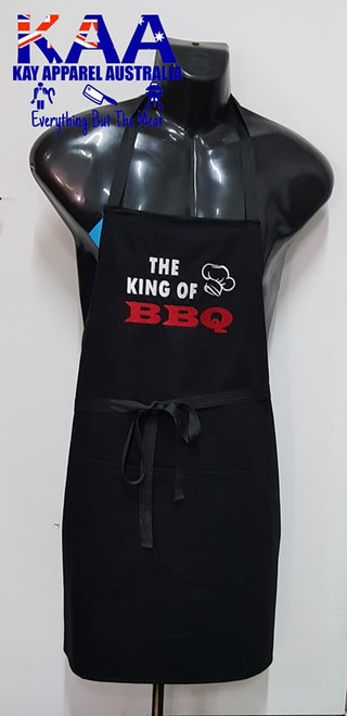 BBQ Apron With Pocket "The King Of The BBQ" Embroidery