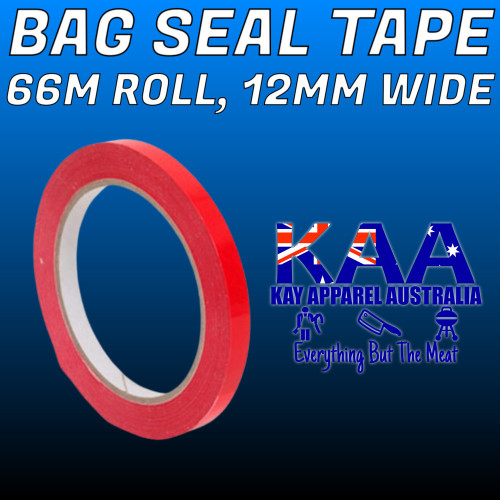 Red Fruit, Vegetable, Meat Bag Seal Tape, 66m Roll, 12mm