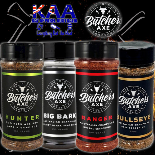 Butchers Axe BBQ Rubs, Hunter, Bullseye, Big Bark, Ranger 4 Rub Set