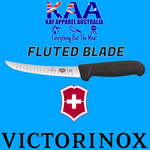Victorinox Butchers Fluted Boning Knife 6" Black Wide Curved 5.6523.15