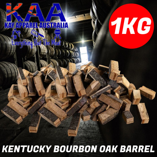 BBQ SMOKING WOOD - CHUNKS KENTUCKY BOURBON OAK BARREL 1kg