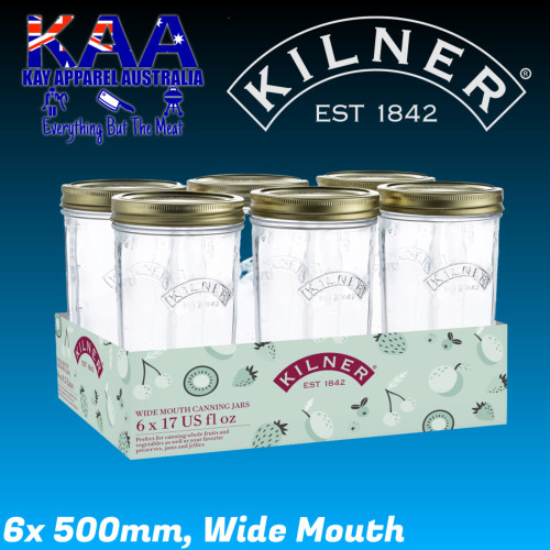Kilner 6 Piece Genuine Wide Mouth Preserve Jars 500ml
