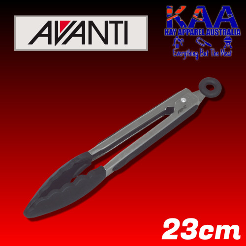 Avanti Silicone Tongs With Stainless Steel Handle 23cm - Black 13201