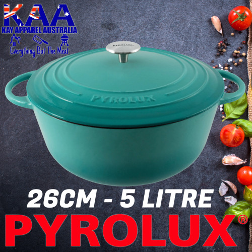 Pyrolux Pyrochef Cast Iron Casserole Dish 26cm - 5 Litre Aqua Marine