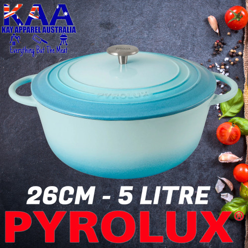 Pyrolux Pyrochef Cast Iron Casserole Dish 26cm - 5 Litre Duck Egg Blue