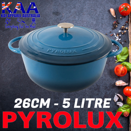Pyrolux Pyrochef Cast Iron Casserole Dish 26cm - 5 Litre Blue