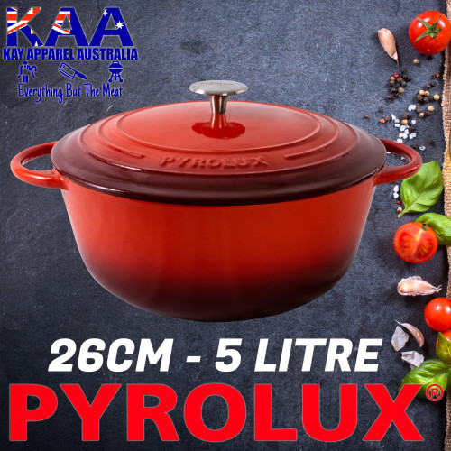 Pyrolux Pyrochef Cast Iron Casserole Dish 26cm - 5 Litre Red